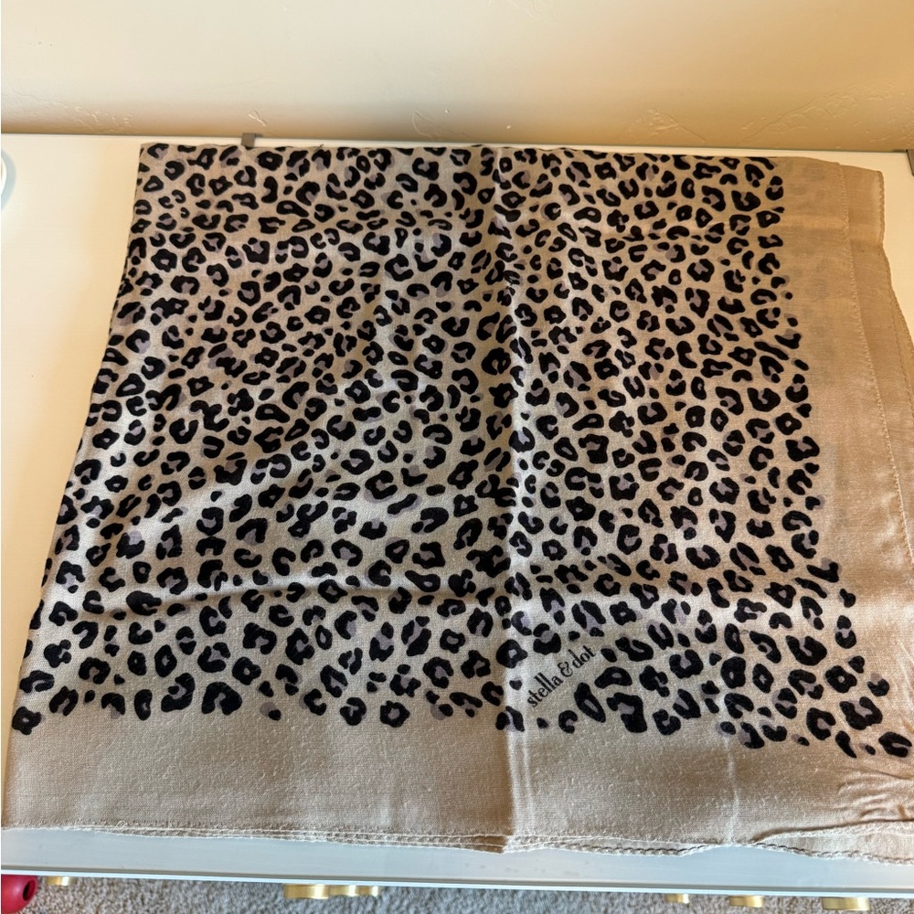 Stella & Dot Tan and Black Leopard Print Scarf